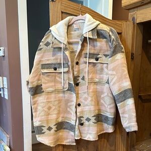 No Boundaries Cream and Tan Hooded Jacket